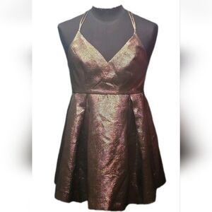 Forever 21 Metallic Gold Strappy Mini Dress